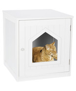 18.90&quot; Cat Hidden Litter Box Enclosure End Table Kitty Pet House - £68.35 GBP