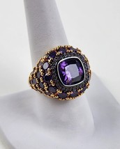 QVC The Elizabeth Taylor 12ct Simulated Amethyst Cluster Ring Size 9 Gold Purple - $47.51
