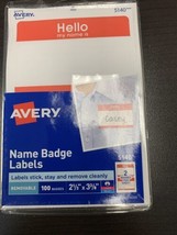 Avery Border Name Badge Labels Red Pack of 100 2.34x3.375&quot; (5140) - £4.18 GBP