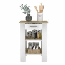 FM FURNITURE Brooklyn 23 Kitchen Island with 2 Shelves and 1 Drawer, White/Light - £150.40 GBP