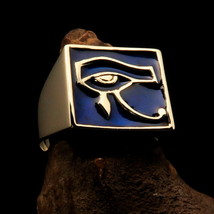 Perfectly crafted Men&#39;s Pharao Ring Blue All Seeing Eye of Ra - Solid Brass - £22.33 GBP+
