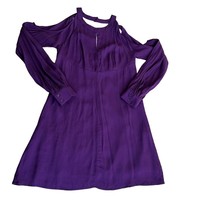 Nasty Gal Cut and Run Purple Cold Shoulder Long Sleeve Mini Shift Dress ... - £23.97 GBP