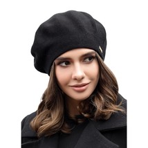 Braxton Black Beret - Warm Lined Wool Angora Knit Berets - French Paris Hat For  - £26.74 GBP