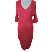 Red V Neck Sweater Dress Size Large - £19.35 GBP