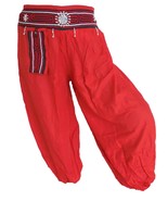 AD001 - Red Aladdin Harem Pants Asia Rayon Baba Bloomers Aladin S-L - $17.99