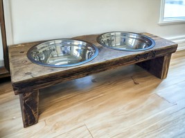 Wooden Dog Bowl Stand | Rustic Pet Feeder | Reclaimed Cat Bowls | THE CHUM - £57.21 GBP