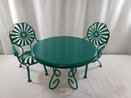 American Girl Doll Kit’s Patio Bistro Set Green Metal Table + 2 Chair 2012 - £56.33 GBP