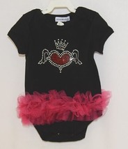 Doomagic Black One Piece Pink Tutu Red Heart Wings Crown Size 9 to 12 Mo... - $14.99