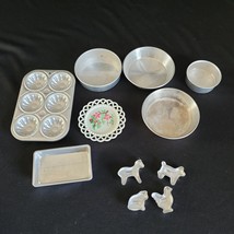 Lot of 11 Vintage Toy Doll House Kitchenware Biscuits Cookie Cutters Pie Tins - £19.56 GBP