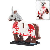 Castle Knights Templar Charger Horse Custom Lego Compatible Minifigure Bricks - £2.55 GBP
