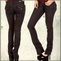 Laguna Beach Dana Point Cross Fleur Button Womens Stretch Straight Jeans Black - £47.65 GBP