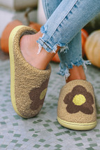 Camel Fuzzy Flower Pattern Homewear Slippers - $10.60