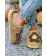 Camel Fuzzy Flower Pattern Homewear Slippers - $14.67 CAD