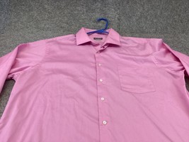 Van Heusen Dress Shirt Mens 17 34 35 Flex Regular Fit Stretch Pink Button Up - £9.47 GBP