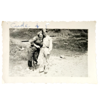 1940s WW2 Real Photograph Unknown Military Soldier And Wife Antique Phot... - €17,17 EUR
