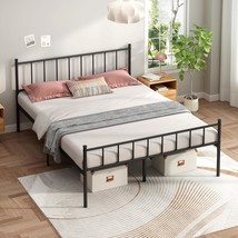 Queen Size Platform Bed Frame - Black Metal Bed Frame Heavy Duty Base With - $98.99