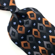 Croft &amp; Barrow Tie Diamonds Black Gray Brown Silk Necktie Men&#39;s Ties I16-351 New - £12.62 GBP