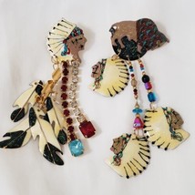 Lunch at the Ritz Earrings Vintage Warrior Native American Buffalo Head Dress - £125.53 GBP