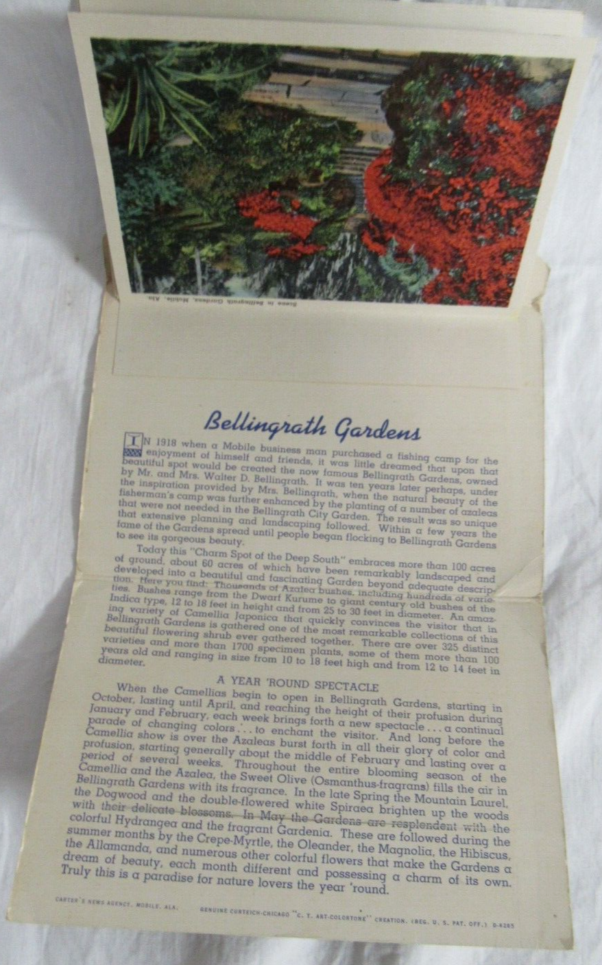Primary image for 1940 Curt Teich 18 Postcard Souvenir Folder Bellingrath Gardens Mobile Alabama