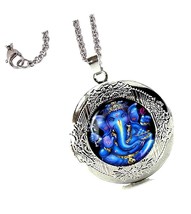 DianaL Boutique Silver Tone Lord Ganesh Ganesha Locket with - £43.82 GBP