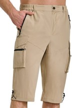 Men&#39;S Stretch Cargo Shorts With Zipper Pockets For Hiking, Fishing, And ... - £31.36 GBP