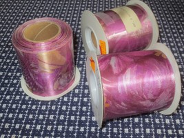 3 - 2 13/16&quot; Wide Acetate Lavender Floral Ribbon Rolls - 2 New/1 Open - 15 Oz. - £4.82 GBP