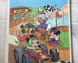 Vintage Golden Walt Disney Puzzle Frame Tray Mickey and Minnie Race 12 P... - $16.55
