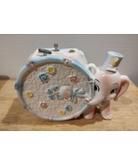 Rare Vintage Napcoware Elephant &amp; Drum - Baby Music Box &amp; Planter - Pink... - $24.18