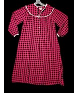 Lanz of Salzburg Buffalo Plaid Red Black Flannel Eyelet Lace Button Nigh... - €25,54 EUR