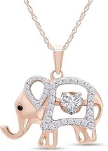 Swara Ecom Cobic Zirconia Solitaire Dancing Heart Elephant Pendant Necklace 925  - $39.99