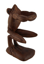 Scratch &amp; Dent Croaker Cuddle Hand Carved Wooden Hugging Frog Wine Bottle Holder - £15.80 GBP