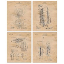 Vintage Horn Instruments Patent Prints, 4 (8X10) Unframed Photos, Wall A... - $38.93