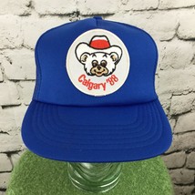Calgary 88 Winter Olympics Trucker Hat SnapBack Mesh Bear In Rodeo Hat Mascot - £38.91 GBP