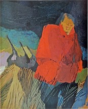 Merle Shore, 60&#39;s Color Painting, Illustration, Print art (man in red coat) orin - £13.98 GBP