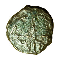 Ancient Greek Coin Syracuse Sicily AE13mm Arethusa / Wheel &amp; Two Dolphins 04203 - £15.81 GBP