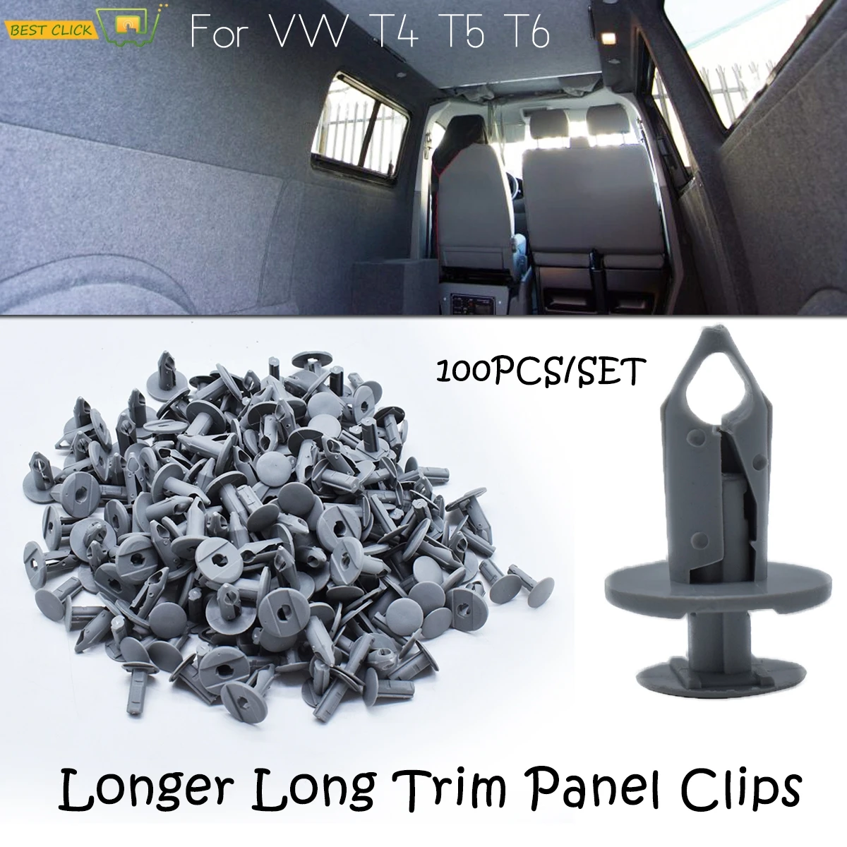 Bumper Rivet Retainer Push Pin Car Door Clip Fasteners Grey Longer Trim Panel - £10.96 GBP