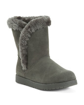 NEW CUSHIONAIRE GTAY LEATHER SUEDE FUR MEMORY FORM SHEARLING BOOTS SIZE 8 M - £39.20 GBP