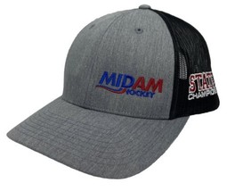 MIDAM Hockey Hat Cap Snap Back Black Mesh Gray Front State Champions Richardson - £14.11 GBP