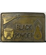 Vintage Black Powder 3.5 in Belt Buckle Brass Guns Ammo Rifle Shotgun - £7.72 GBP