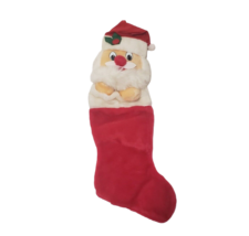 24&quot; Vintage Santa Claus Hanging Christmas Stocking Red Stuffed Animal Plush - £44.03 GBP