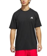 Adidas Mens T-Shirt Black Moisture Wicking Short Sleeves Stretch Logo - $50.75 CAD