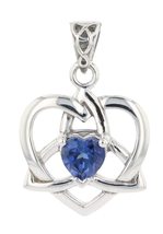 Jewelry Trends Small Celtic Trinity Knot Heart Sterling Silver Pendant with Gems - £55.46 GBP