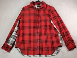 Mags &amp; Pye Shirt Women Size Small Red White Plaid Long Sleeve Collar Button Down - £10.17 GBP