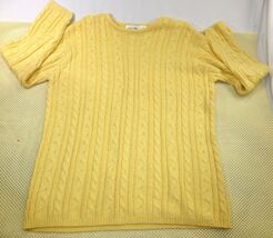 VTG Paul Harris Design Yellow Cable Knit Sweater Large 55% Ramie 45% Cotton - $23.75