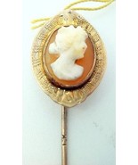 10K Gold Shell Genuine Natural Cameo Stick Pin (#J2667) - $135.40 CAD