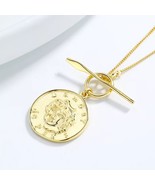 Vintage Feel 18K Gold Coin Necklace, Parisian • Coin Pendant, over Real ... - $88.11