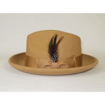Men's Milani Wool Fedora Hat Soft Crushable Lined FD219 Tan Camel image 4