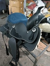 Black Synthetic Western Horse Saddle Suede Seat with Tack Set And Free S... - $6,128.05 MXN