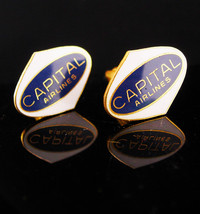 Rare Capital Airlines enamel cufflinks - vintage aviation pilot gift - airlines  - £235.81 GBP