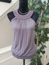 Twenty One Women&#39;s Gray Viscose Casual Sleeveless Halter Neck Top Blouse Size M - £20.22 GBP